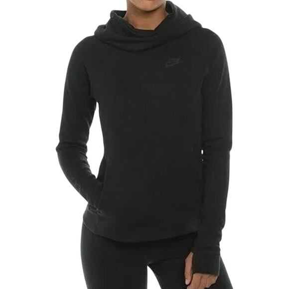 Nike Tech Fleece Hoodie Jacket Funnel Neck Regular Pockets Outdoor Black Small - Picture 1 of 5